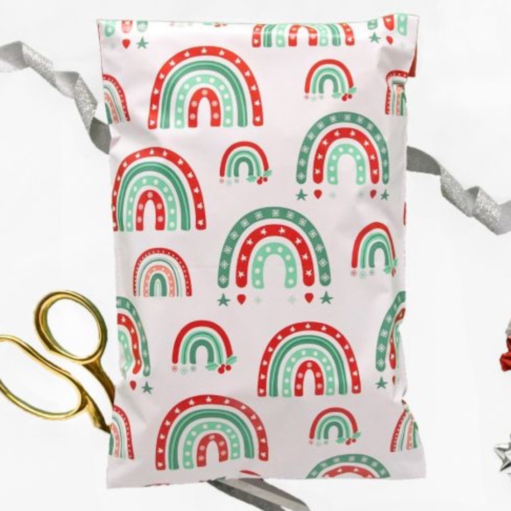 3 SETS LEFT🌲10 Large pink Rainbow Poly Mailers 12 x 15 inch